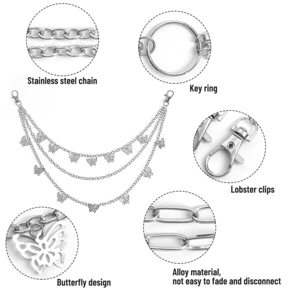 Waist Chain Belt Jeans Pants Chain, Punk Pocket Chain Hiphop Wallet Chain For🌟 - Picture 3 of 7